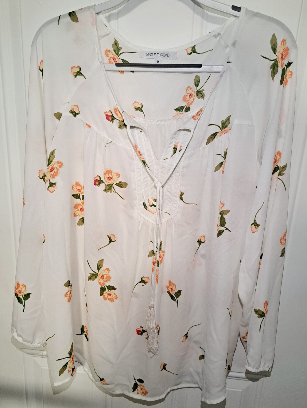 White Floral Lace-Up Tunic
